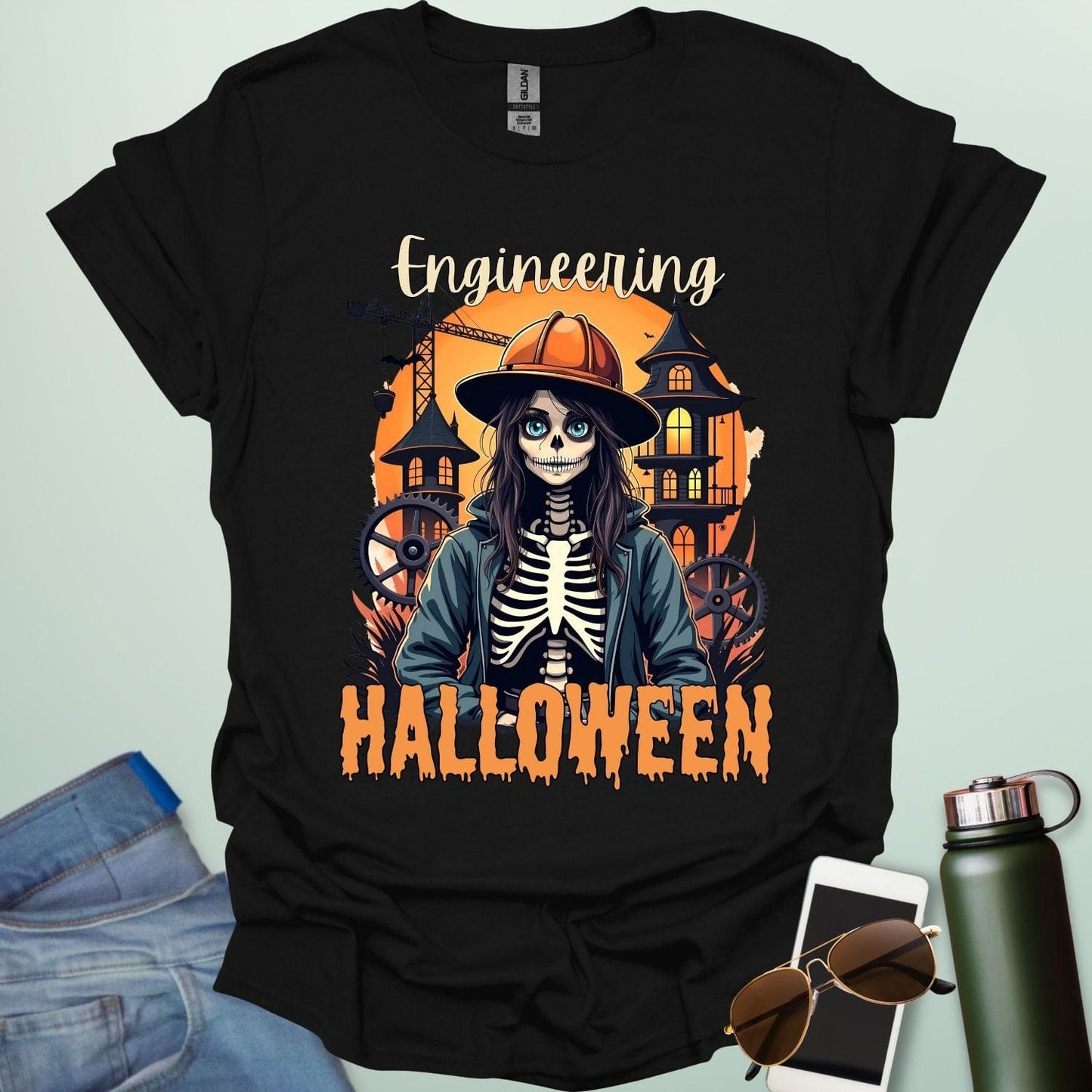 Engineering Halloween T-shirt featuring engineering-themed graphic & spooky design — perfect for engineers, makers, and STEM fans.