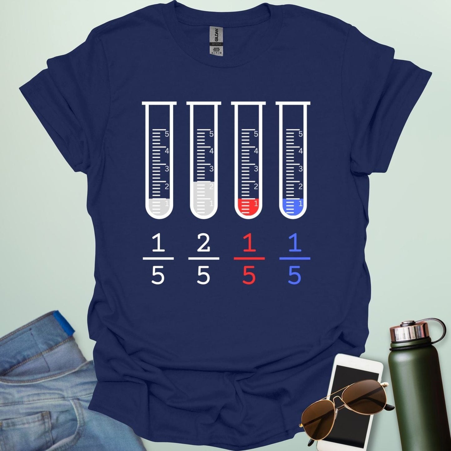 1 Fifth 2 Fifth Red Fifth Blue Fifth t-shirt with math fraction parody design, funny math shirt for teachers, students, and geeks.