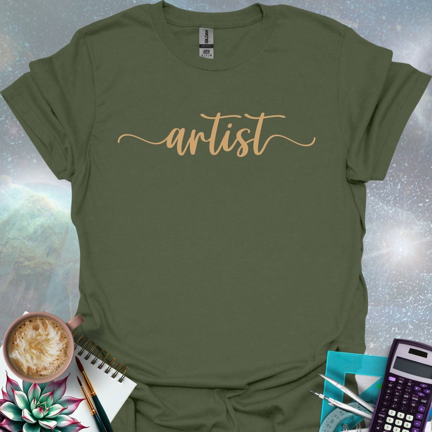 The word 'artist' in a flowing, script font.