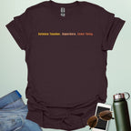 Text design reading “Science Teacher. Superhero. Same Thing.” in bold typeface — funny teacher appreciation STEM t-shirt.