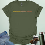 Text design reading “Science Teacher. Superhero. Same Thing.” in bold typeface — funny teacher appreciation STEM t-shirt.