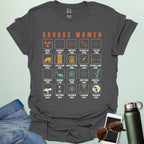 ‘Badass Women in Science’ t-shirt with bold typography — empowering STEM tee celebrating female scientists and women in science.