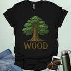 Wood tee with stylized tree / nature motif — perfect for fans of forests, national parks & Taylor Swift.