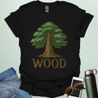 Wood tee with stylized tree / nature motif — perfect for fans of forests, national parks & Taylor Swift.