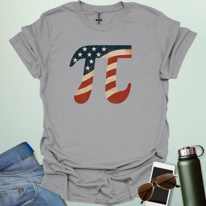 American Pi t-shirt, with the Pi symbol designed in the style of the American flag.