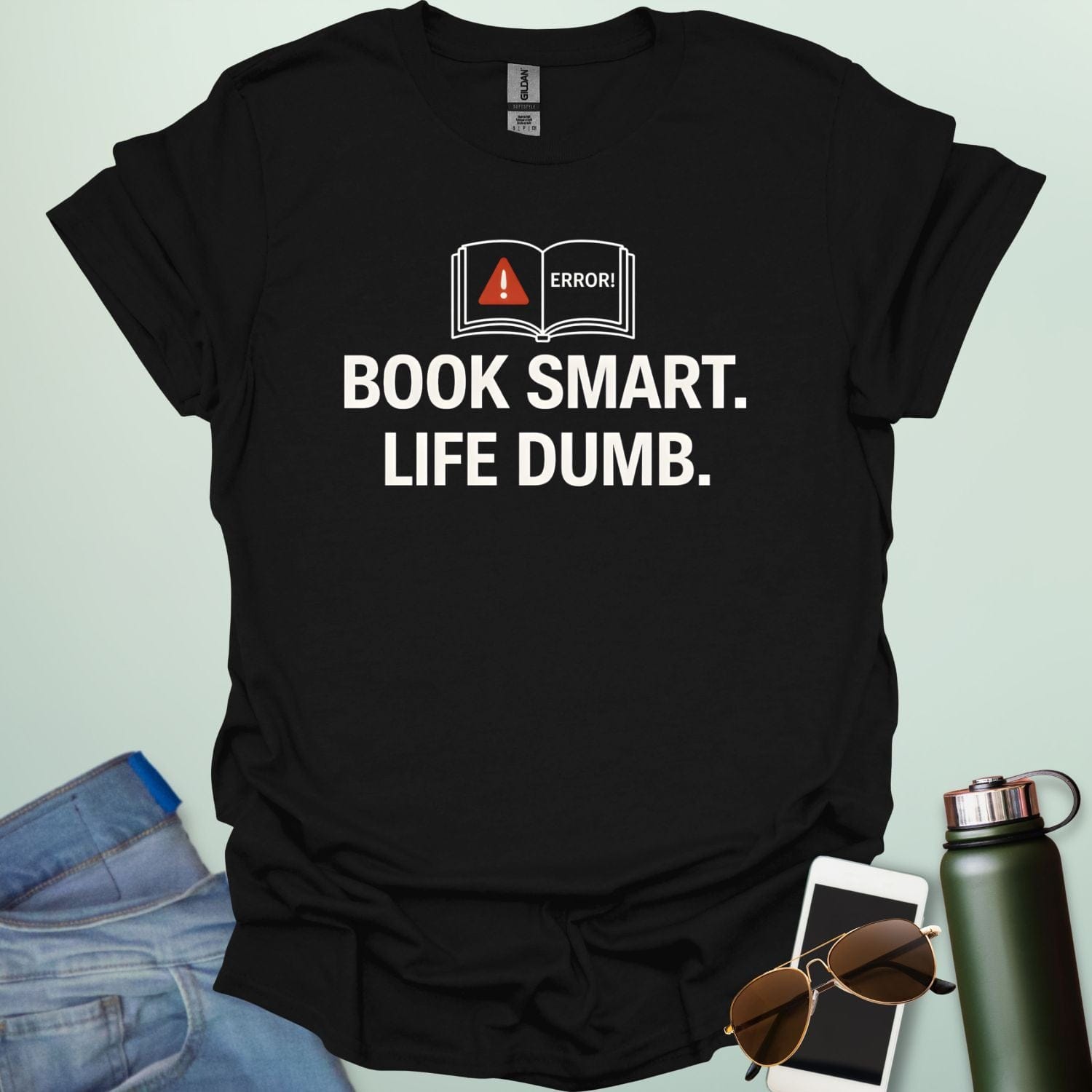 BOOK SMART LIFE DUMB OPEN BOOK T-Shirt