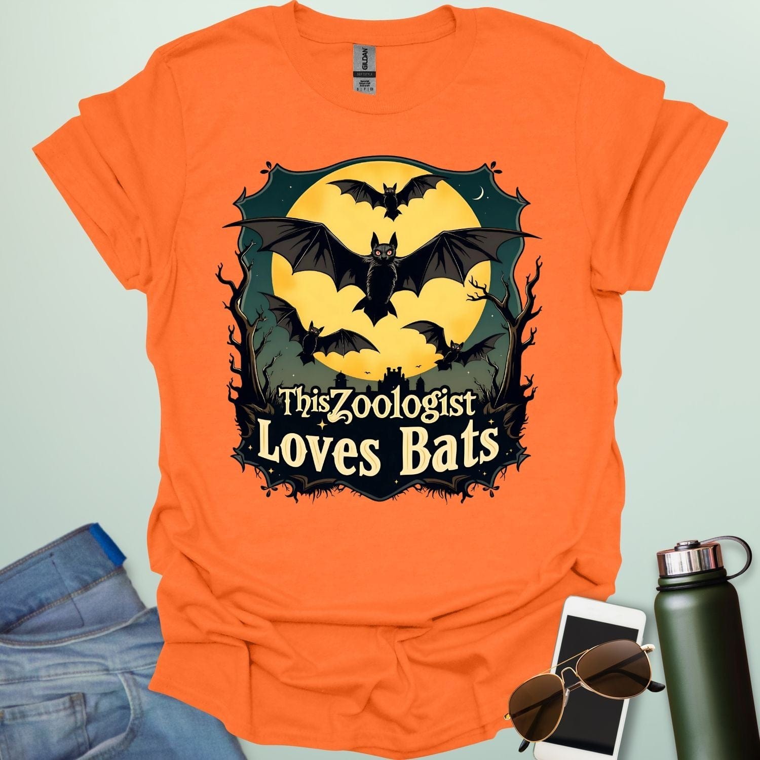 This Zoologist Loves Bats t-shirt featuring bat graphic design — a wildlife science tee for zoologists, animal lovers, and bat fans.