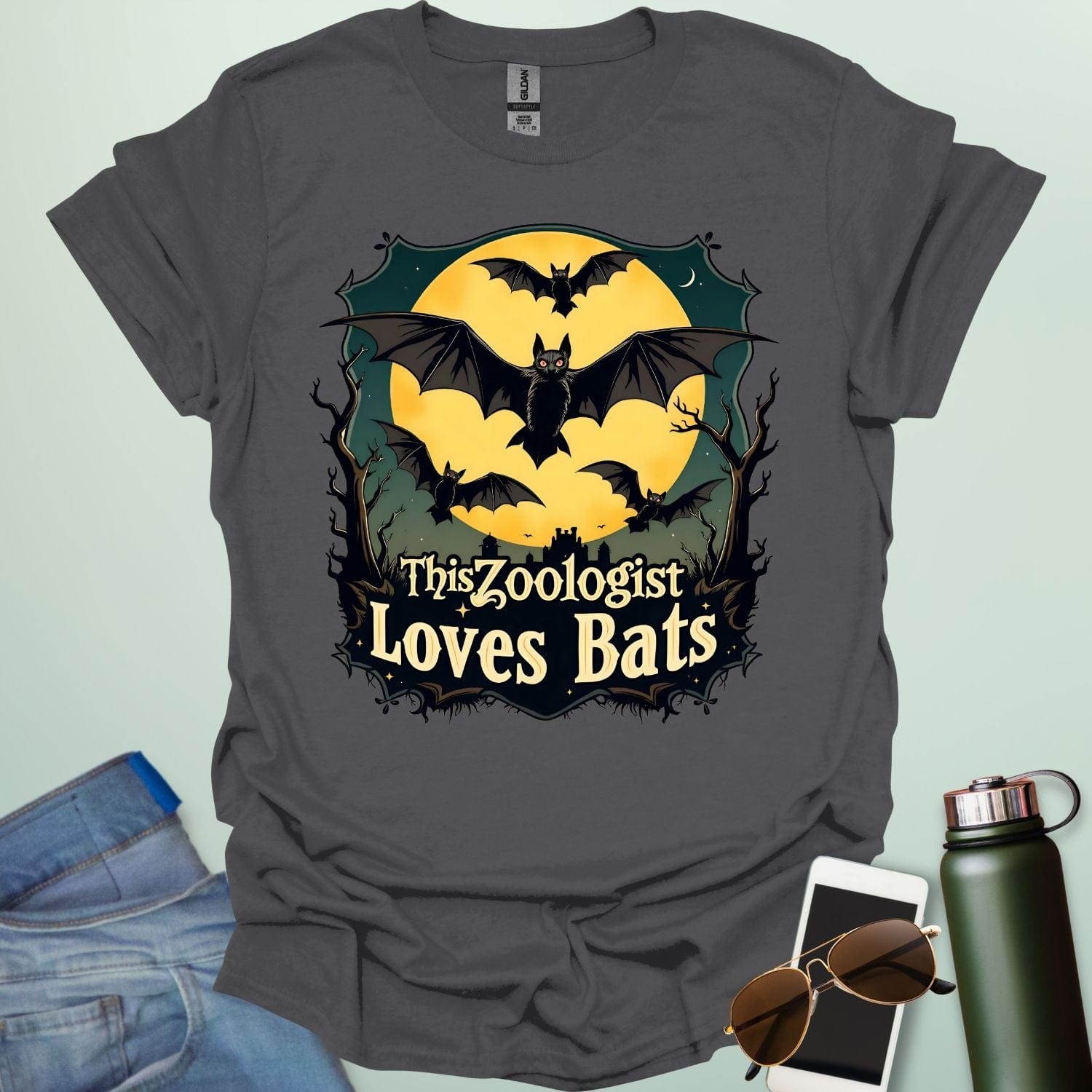 This Zoologist Loves Bats t-shirt featuring bat graphic design — a wildlife science tee for zoologists, animal lovers, and bat fans.