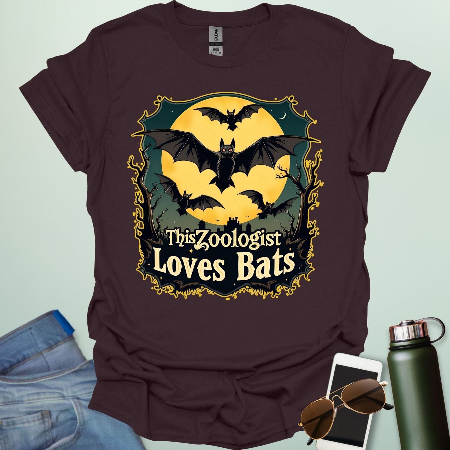 This Zoologist Loves Bats t-shirt featuring bat graphic design — a wildlife science tee for zoologists, animal lovers, and bat fans.