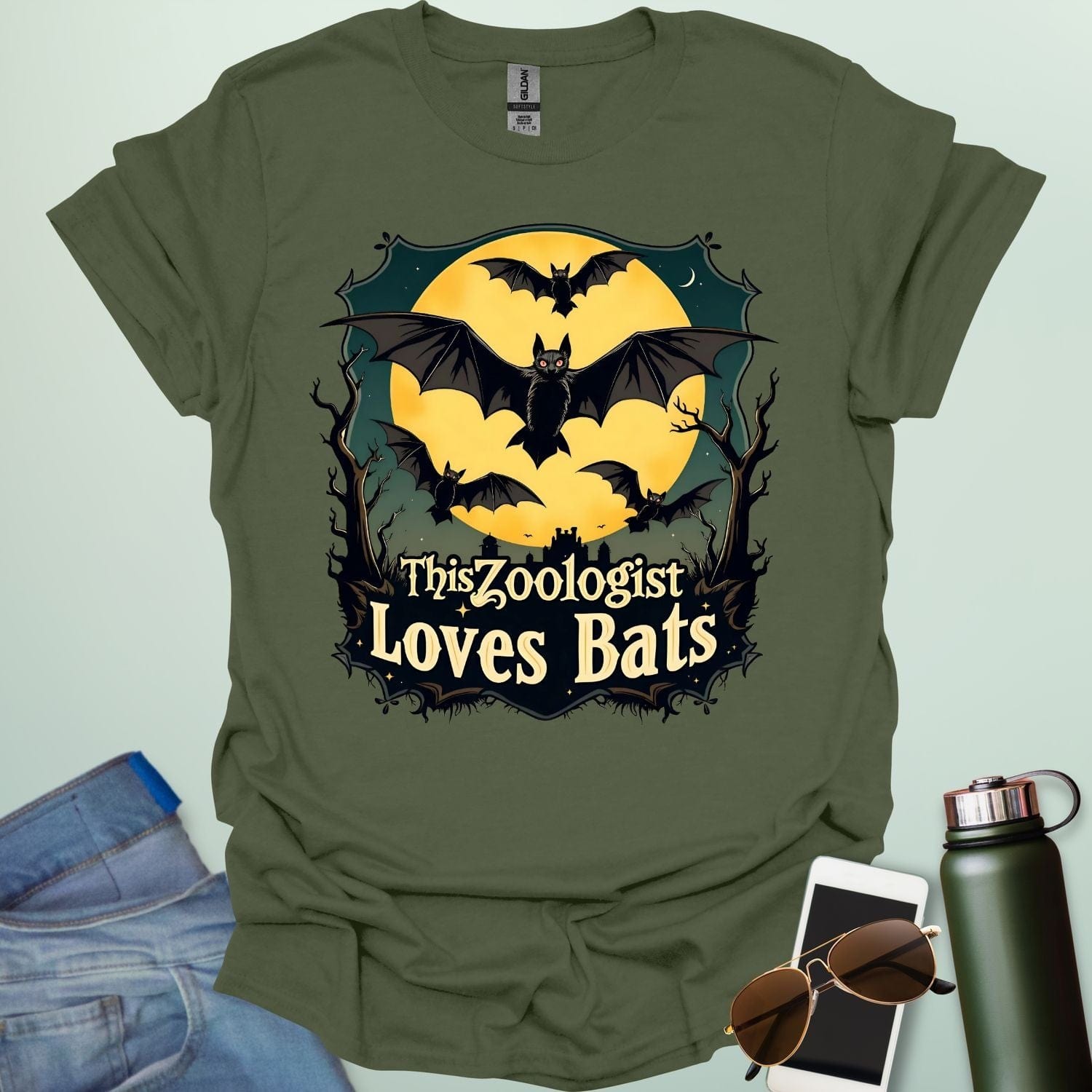 This Zoologist Loves Bats t-shirt featuring bat graphic design — a wildlife science tee for zoologists, animal lovers, and bat fans.