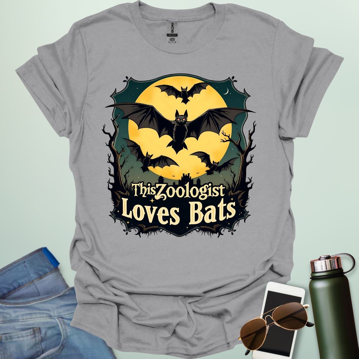 This Zoologist Loves Bats t-shirt featuring bat graphic design — a wildlife science tee for zoologists, animal lovers, and bat fans.