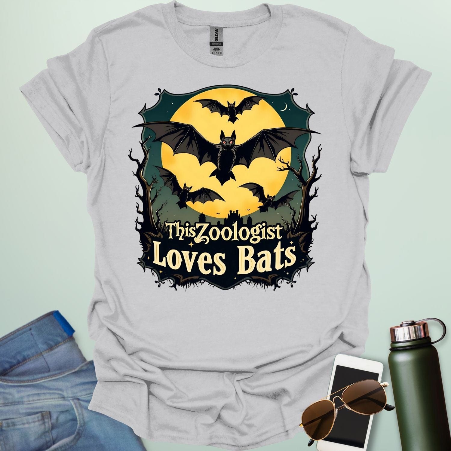This Zoologist Loves Bats t-shirt featuring bat graphic design — a wildlife science tee for zoologists, animal lovers, and bat fans.