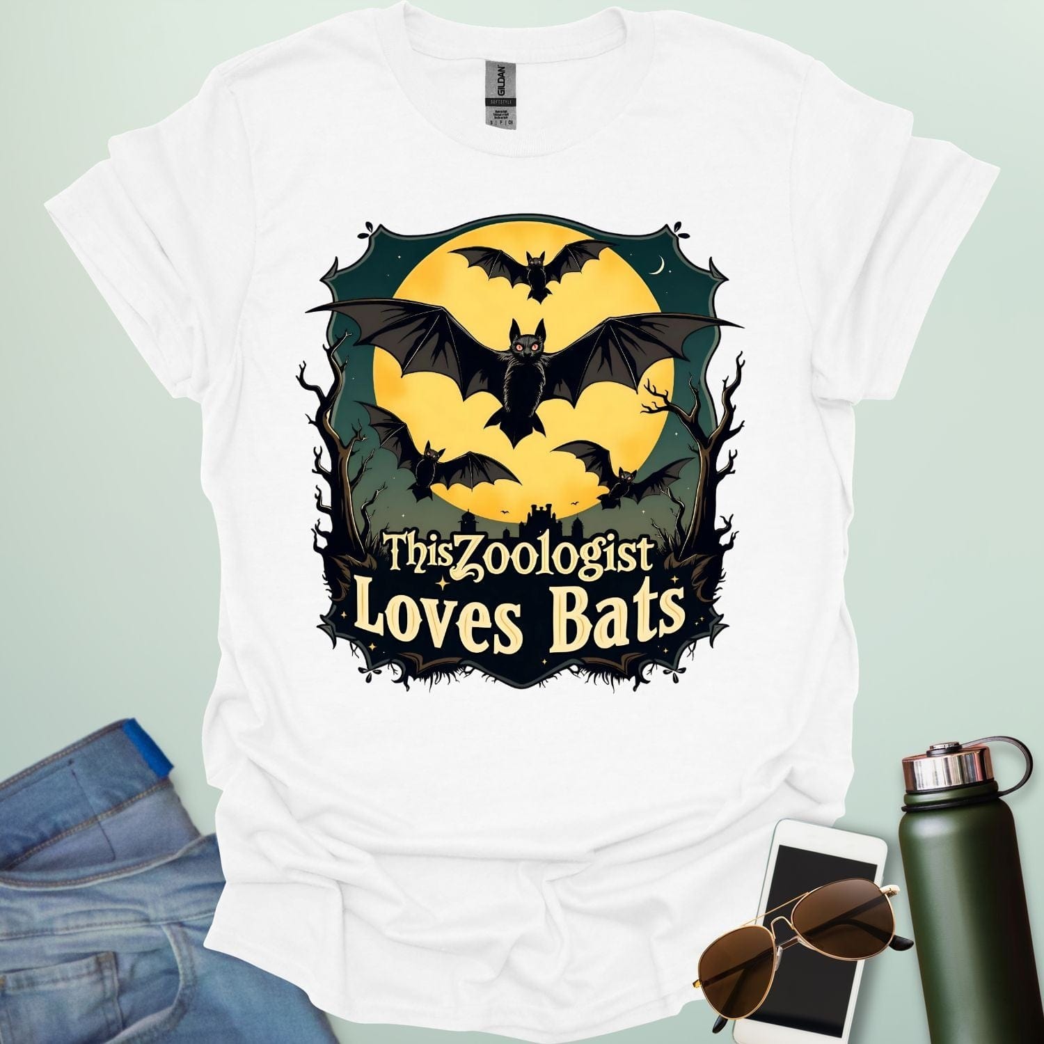 This Zoologist Loves Bats t-shirt featuring bat graphic design — a wildlife science tee for zoologists, animal lovers, and bat fans.