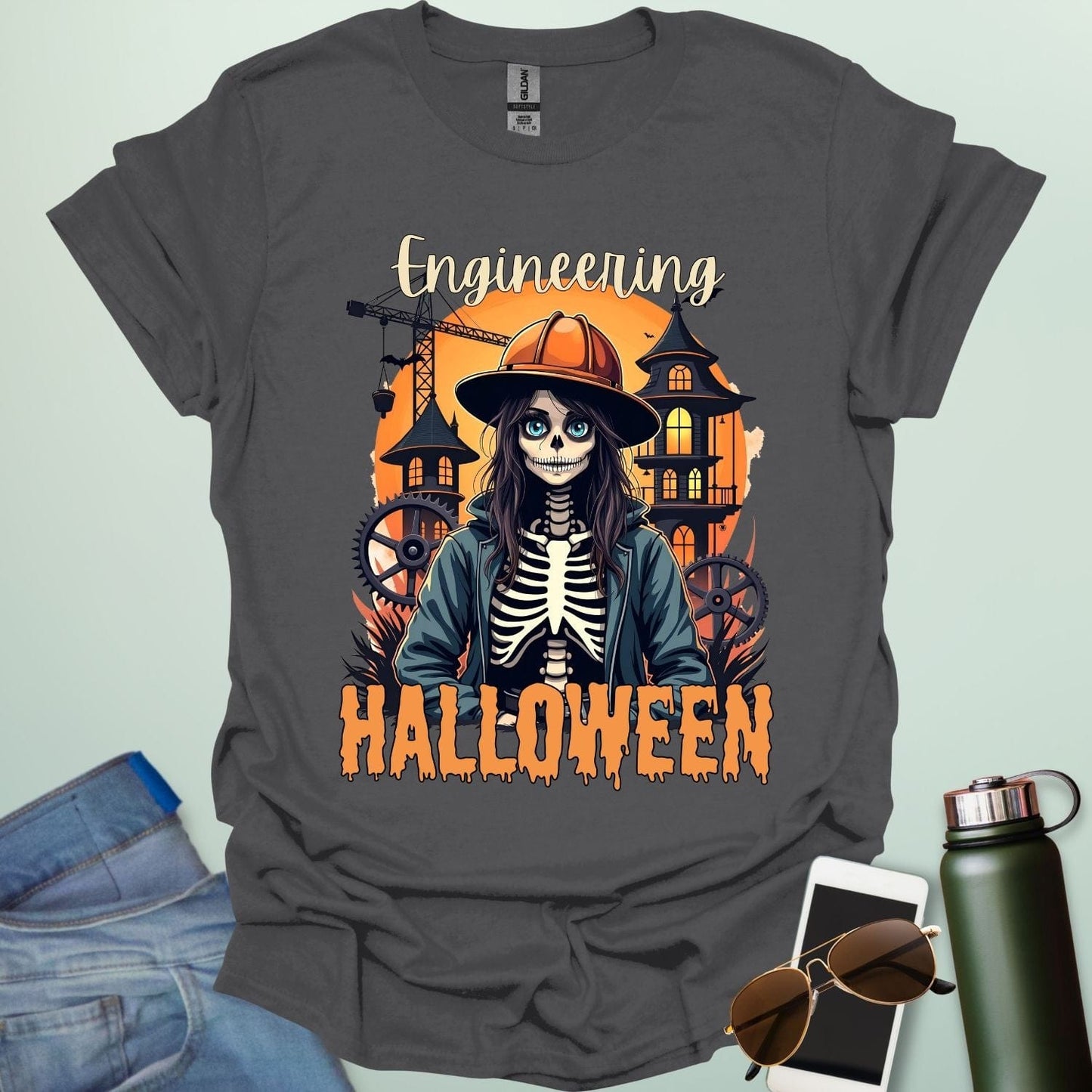 Engineering Halloween T-shirt featuring engineering-themed graphic & spooky design — perfect for engineers, makers, and STEM fans.