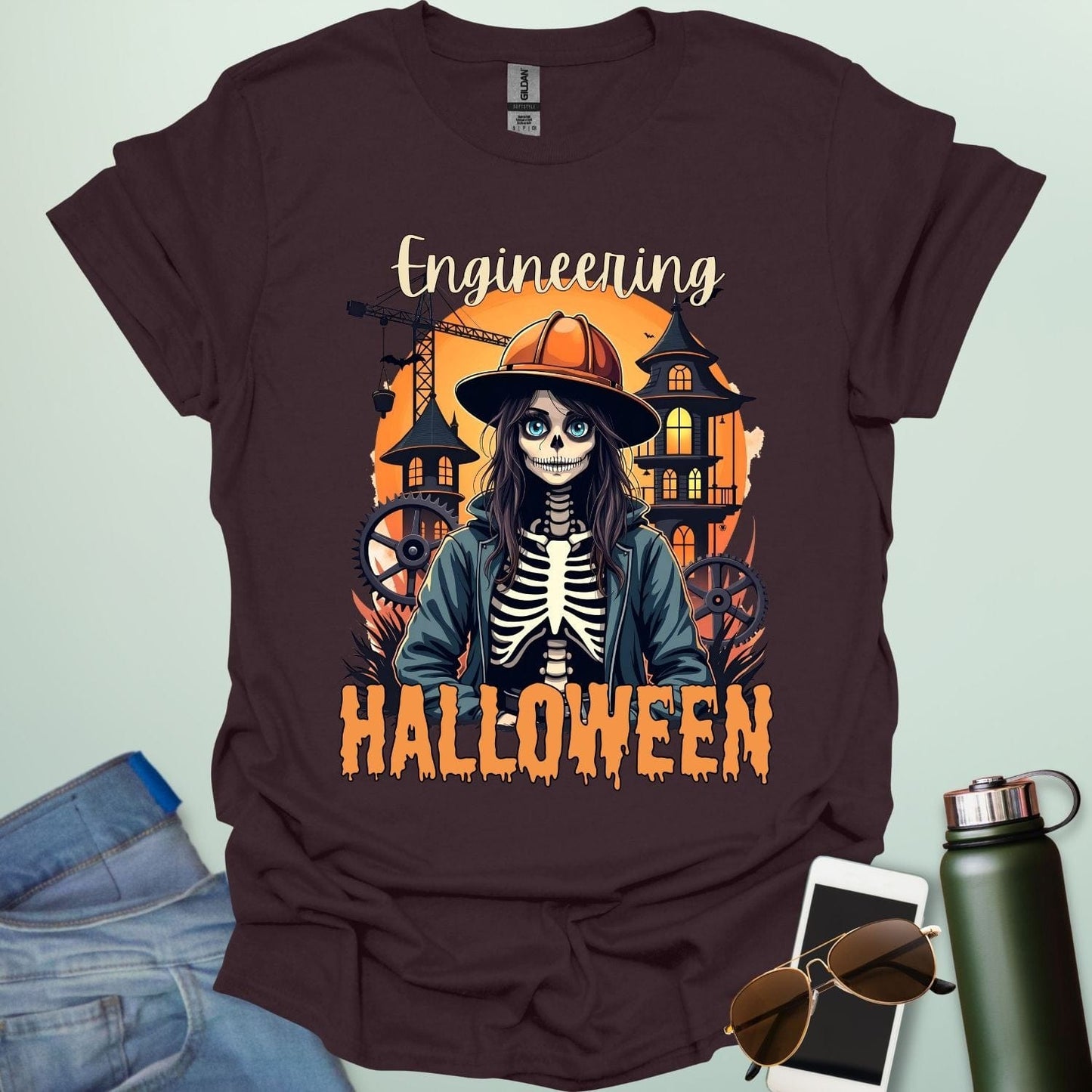 Engineering Halloween T-shirt featuring engineering-themed graphic & spooky design — perfect for engineers, makers, and STEM fans.