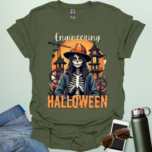 Engineering Halloween T-shirt featuring engineering-themed graphic & spooky design — perfect for engineers, makers, and STEM fans.