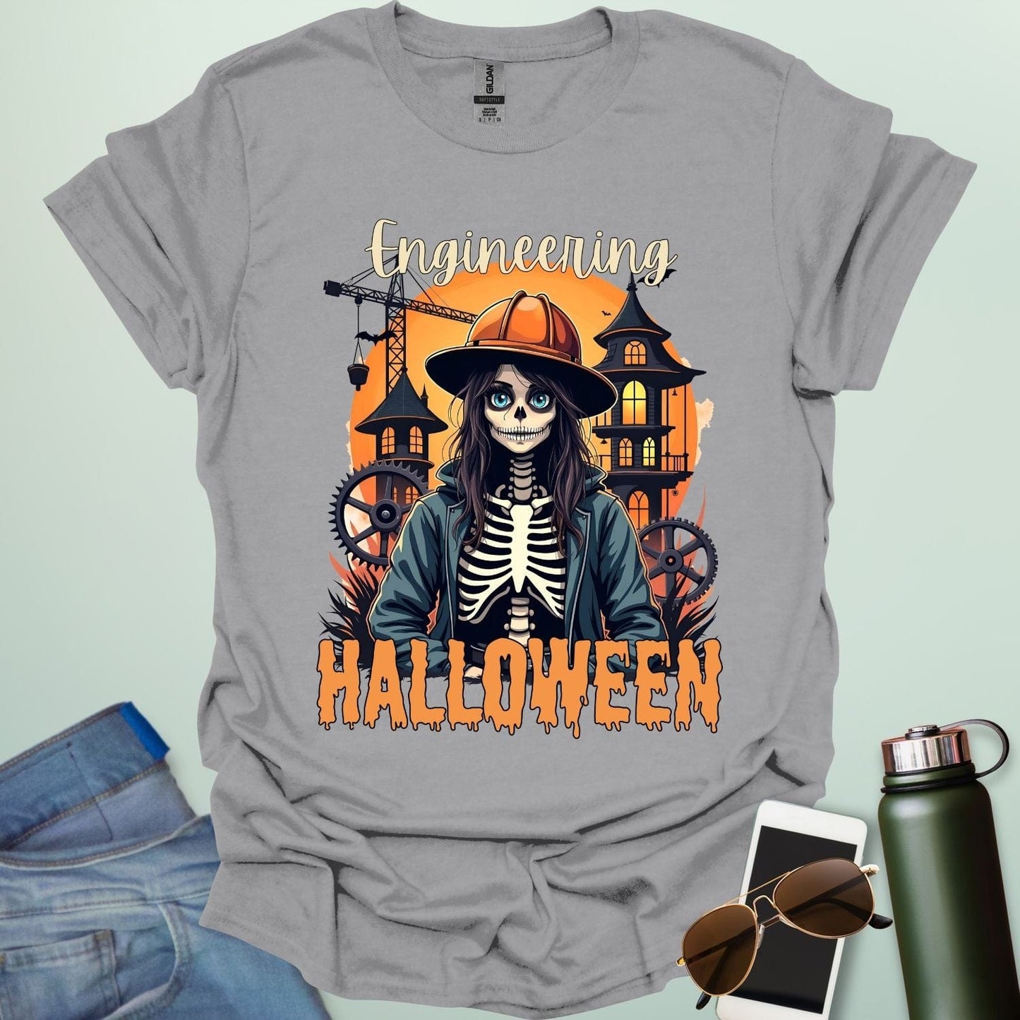 Engineering Halloween T-shirt featuring engineering-themed graphic & spooky design — perfect for engineers, makers, and STEM fans.