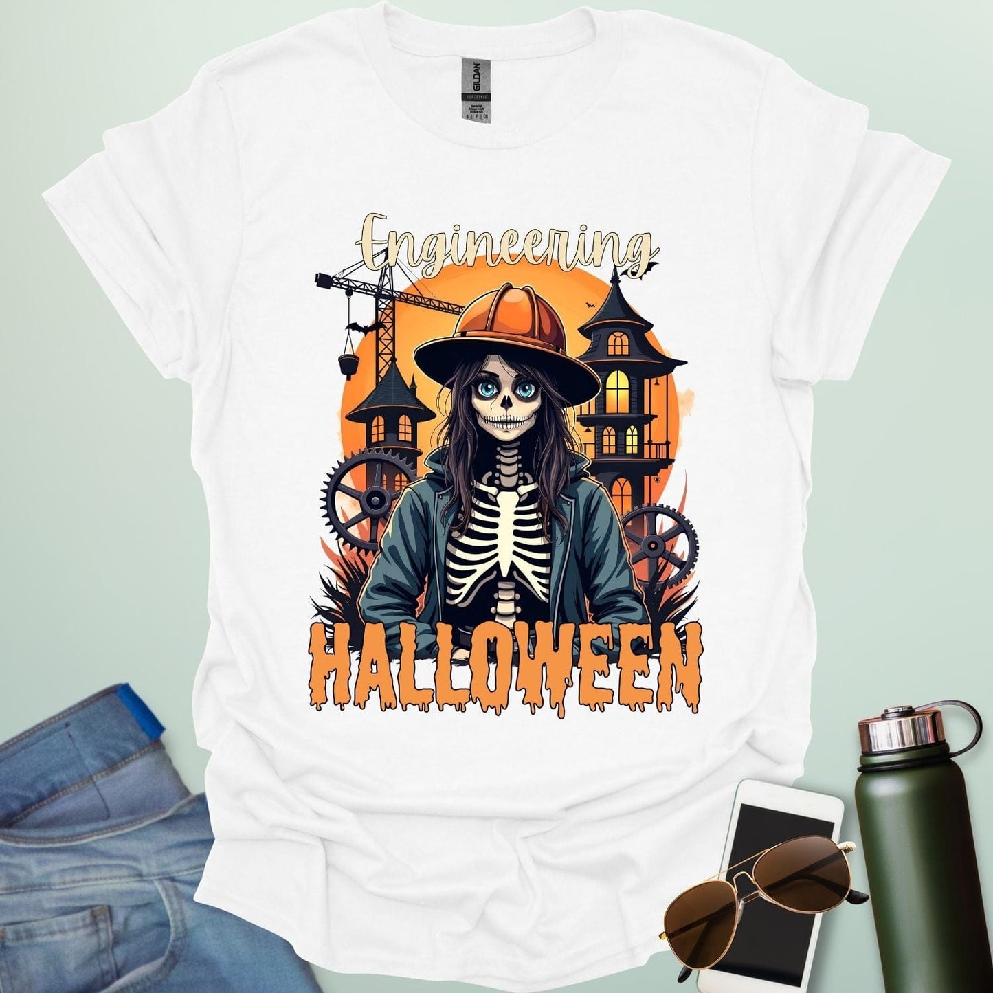 Engineering Halloween T-shirt featuring engineering-themed graphic & spooky design — perfect for engineers, makers, and STEM fans.