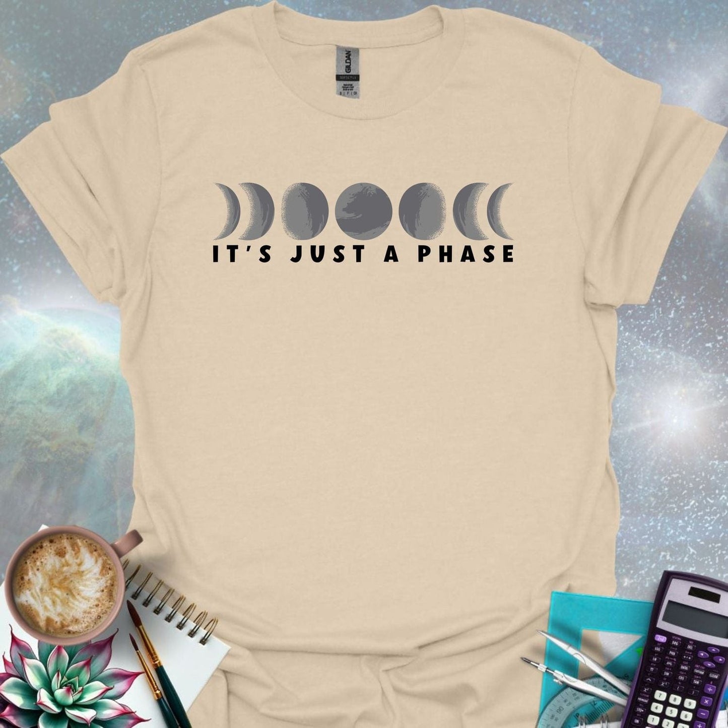 A graphic of the eight moon phases with the text 'It's Just A Phase' below.