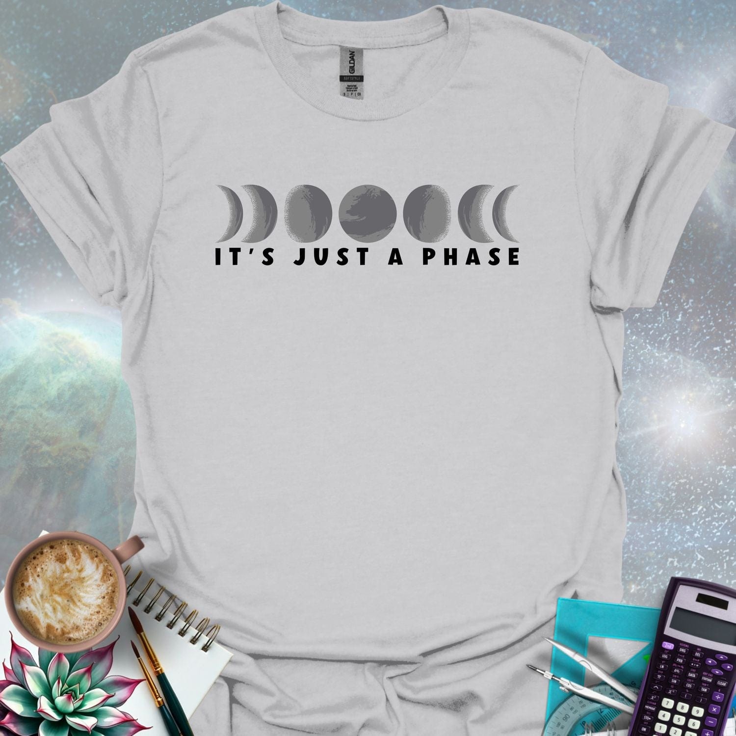 A graphic of the eight moon phases with the text 'It's Just A Phase' below.