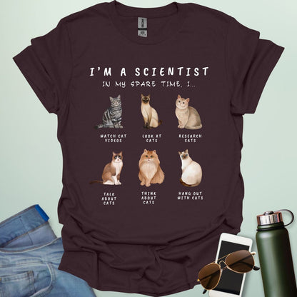 Dark Chocolate t-shirt with cat-themed text and graphics on a light green background