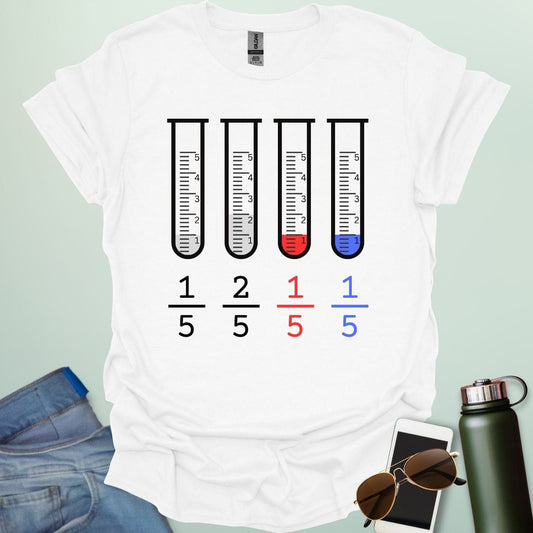 1 Fifth 2 Fifth Red Fifth Blue Fifth t-shirt with math fraction parody design, funny math shirt for teachers, students, and geeks.